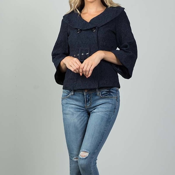 ‼️CLEARANCE‼️ Navy Double Breasted Jacket - Picture 4 of 7